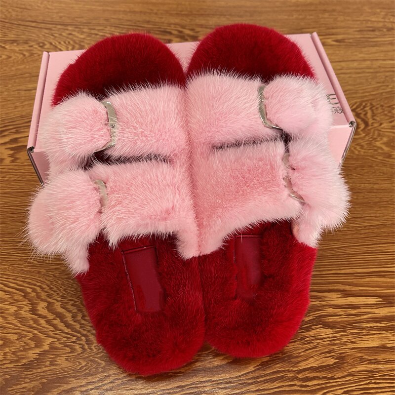 Mink discount house slippers